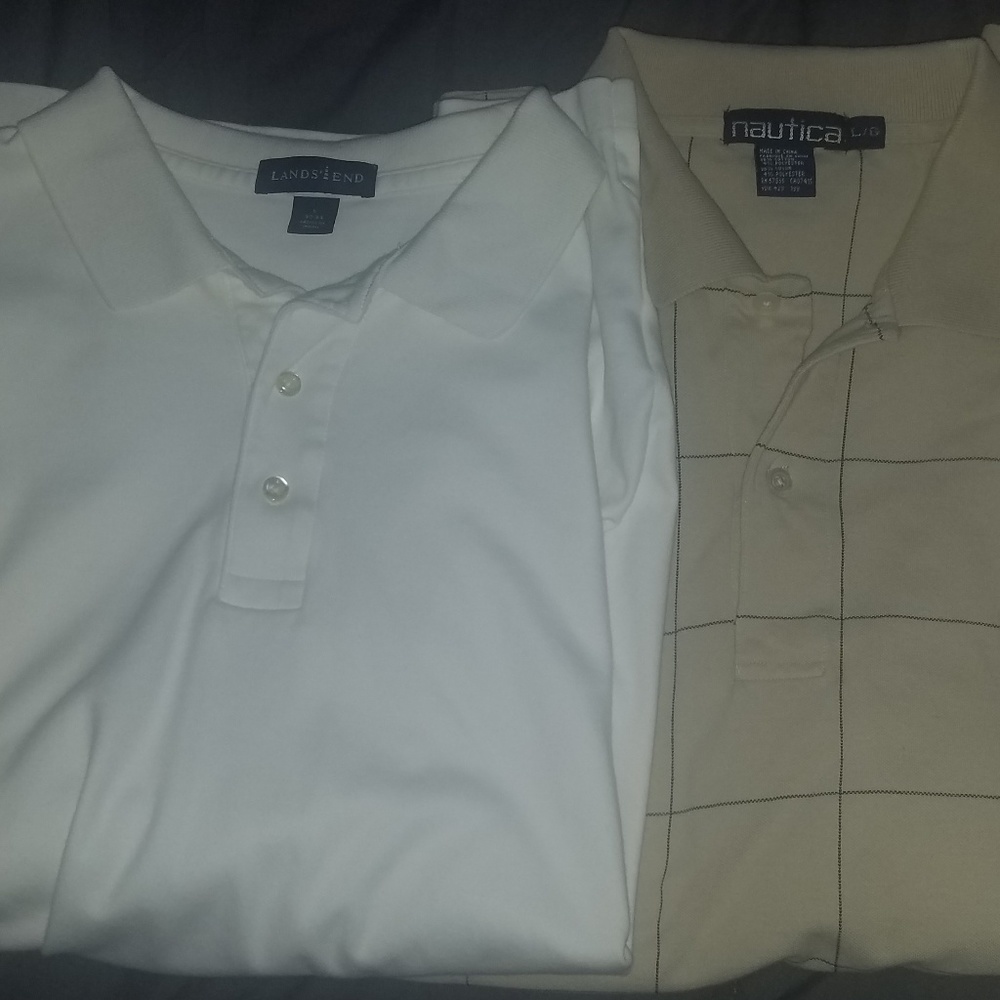 2 Men's Large Polo Shirts (Nautica/Lands End)